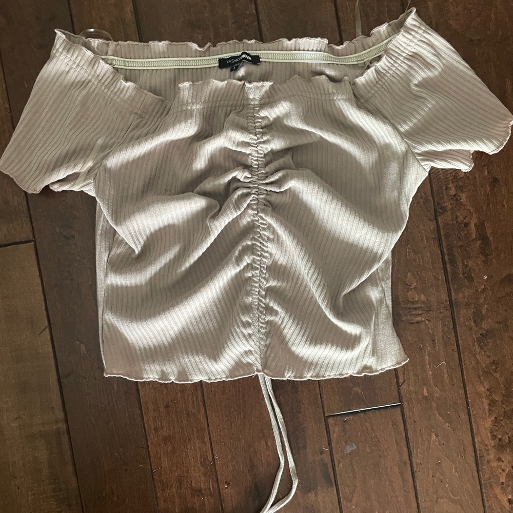 Fashion Nova Cream Ruched Top